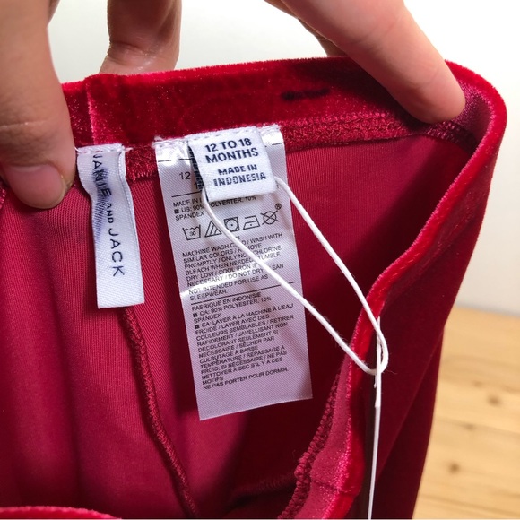 Janie and Jack Girls Toddler Baby Velvet Leggings Red Soft NEW Preppy Stretch - Picture 8 of 9